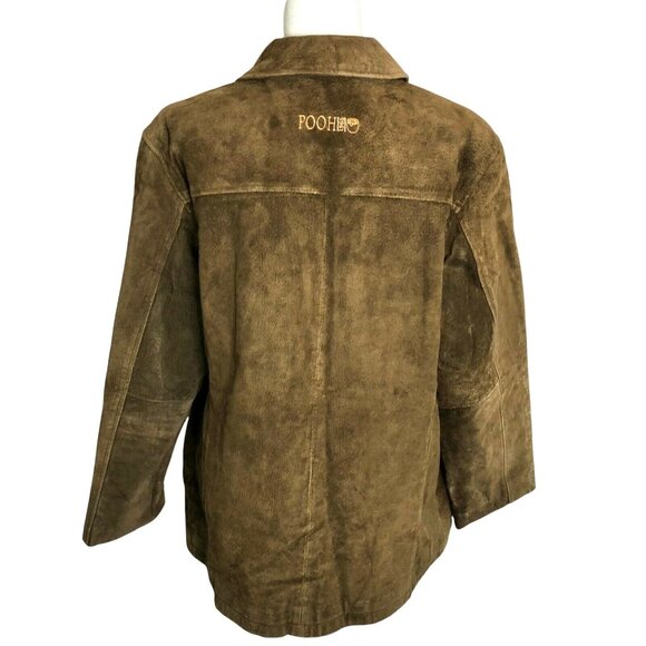 Vintage Disney Store 2XL Brown Leather Jacket W/ Winnie The Pooh Embroidery - Picture 3 of 9
